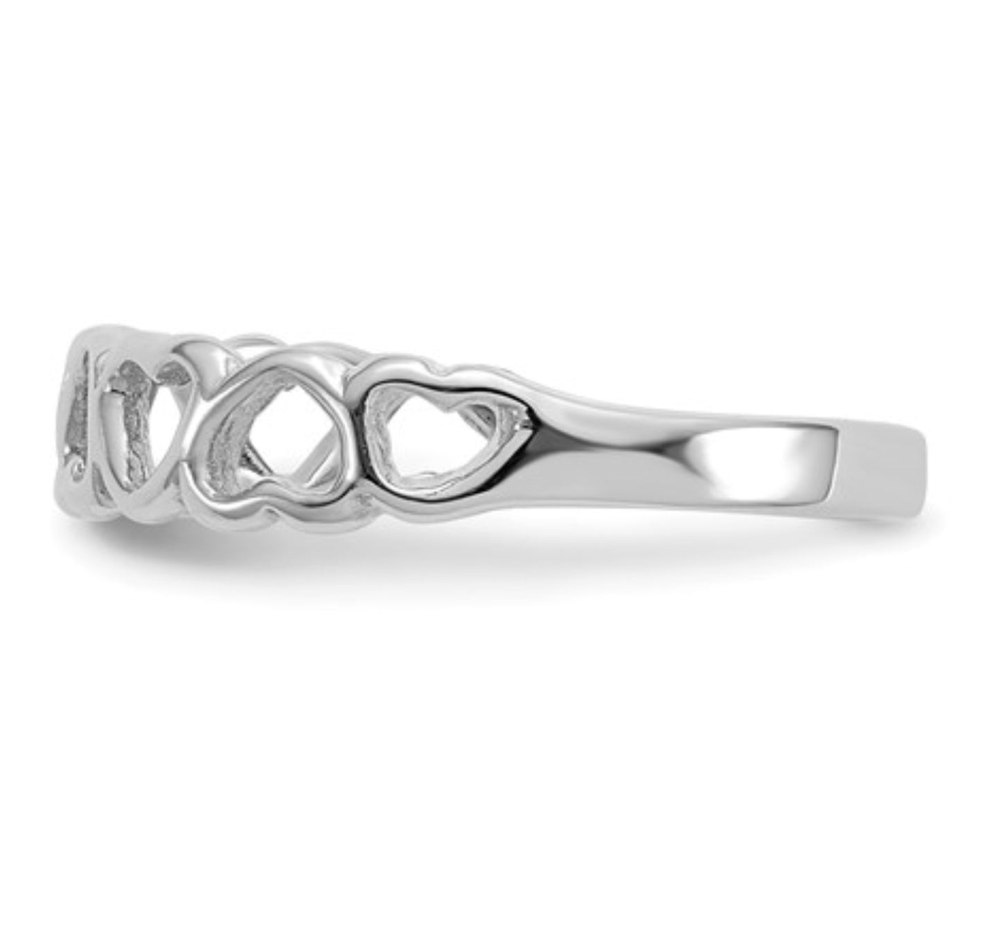 14k White Gold Heart Band Ring