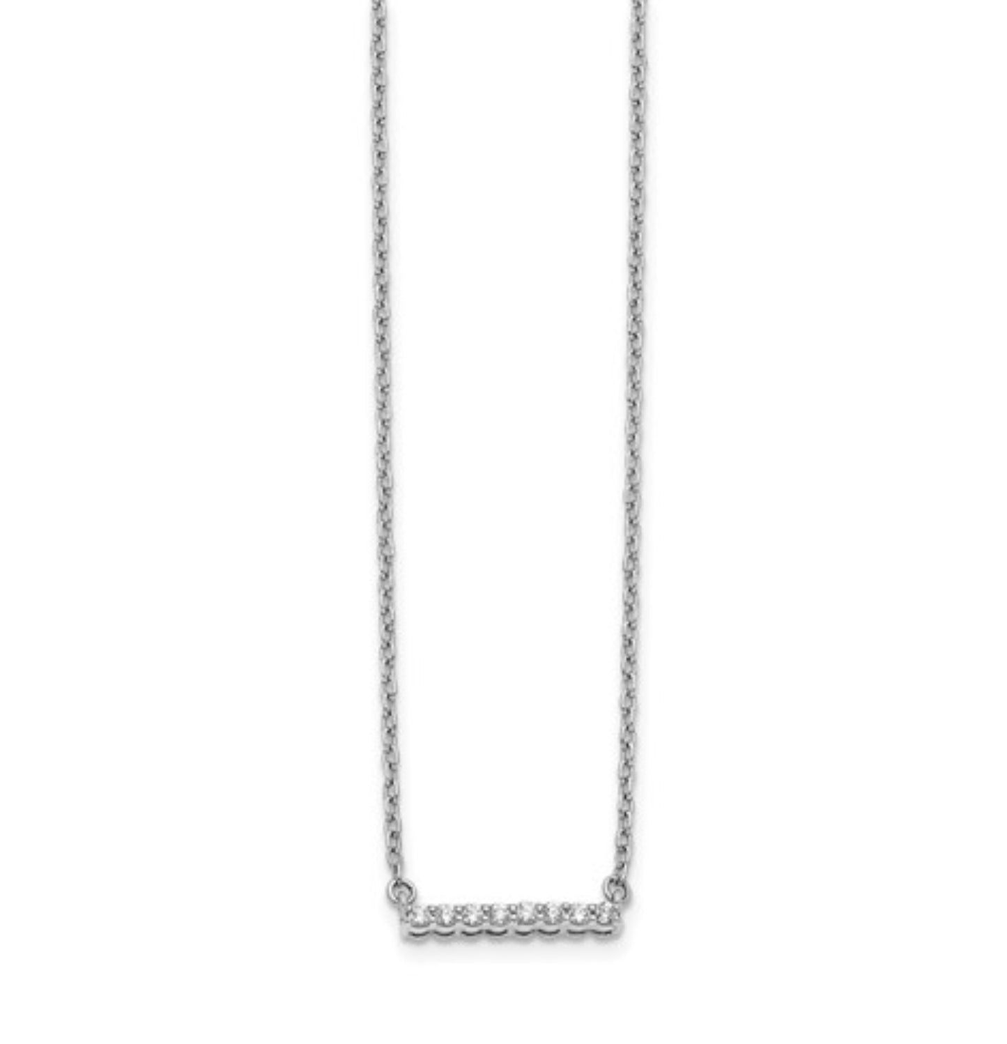 14k White Gold Diamond Bar Necklace