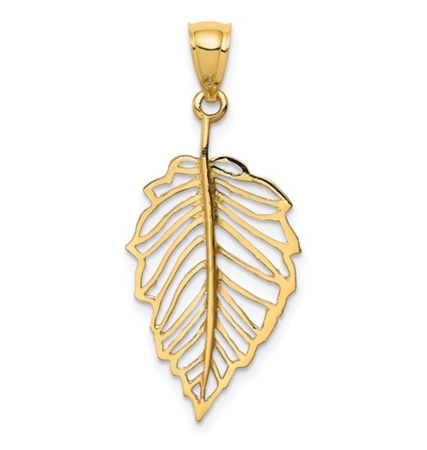 14k Yellow Gold Cut Out Leaf Pendant