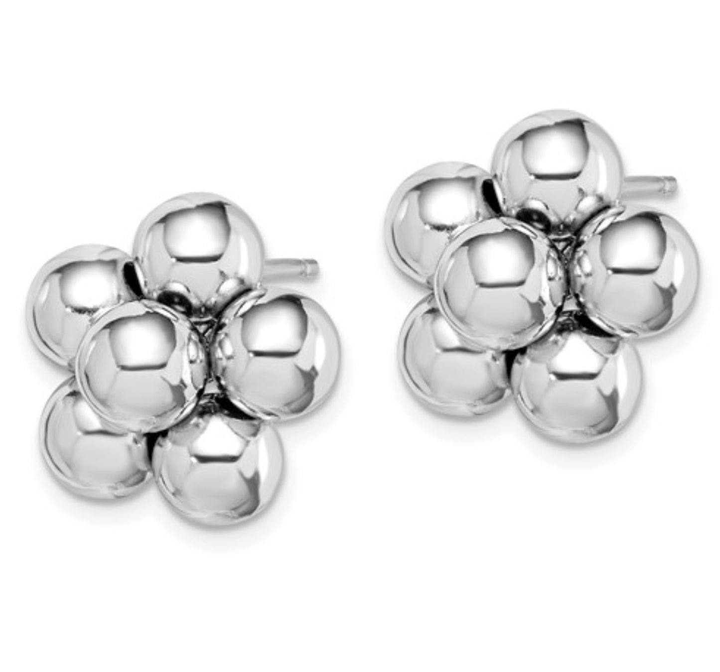 Sterling Silver Flower Ball Studs