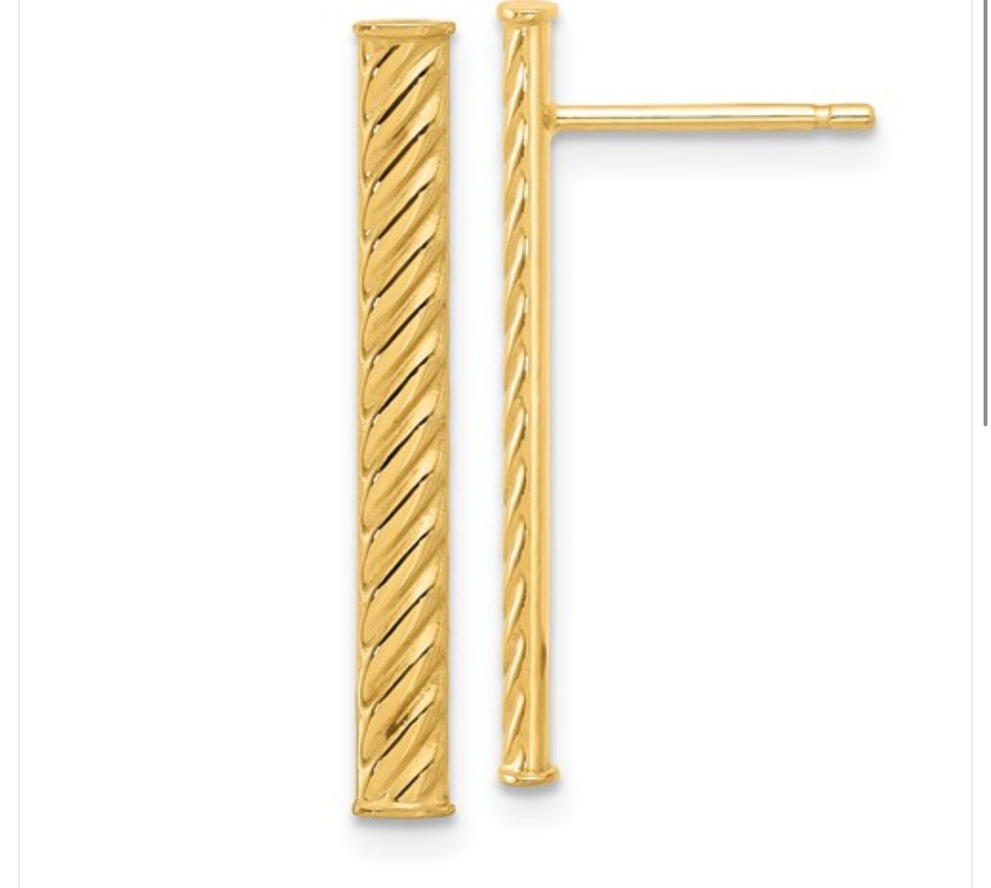 14k Yellow Gold Twisted Cable Earrings