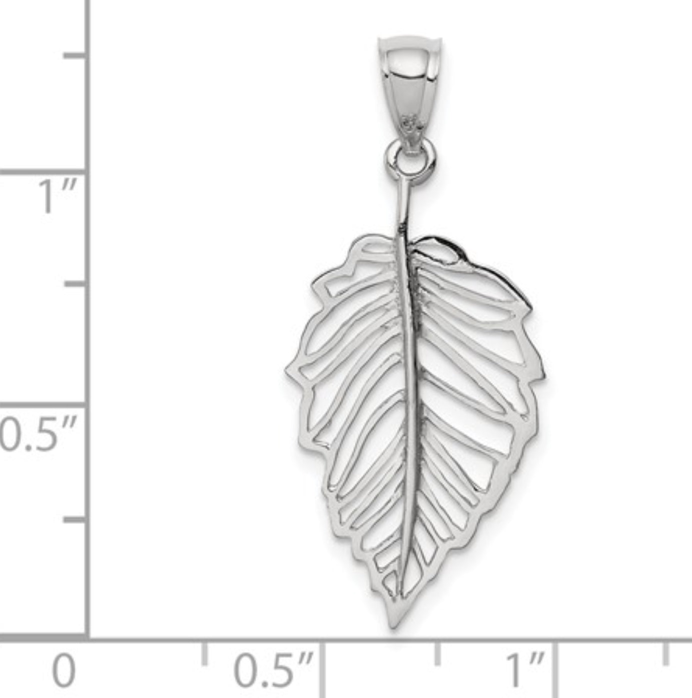 14k White Gold Cut Out Leaf Pendant