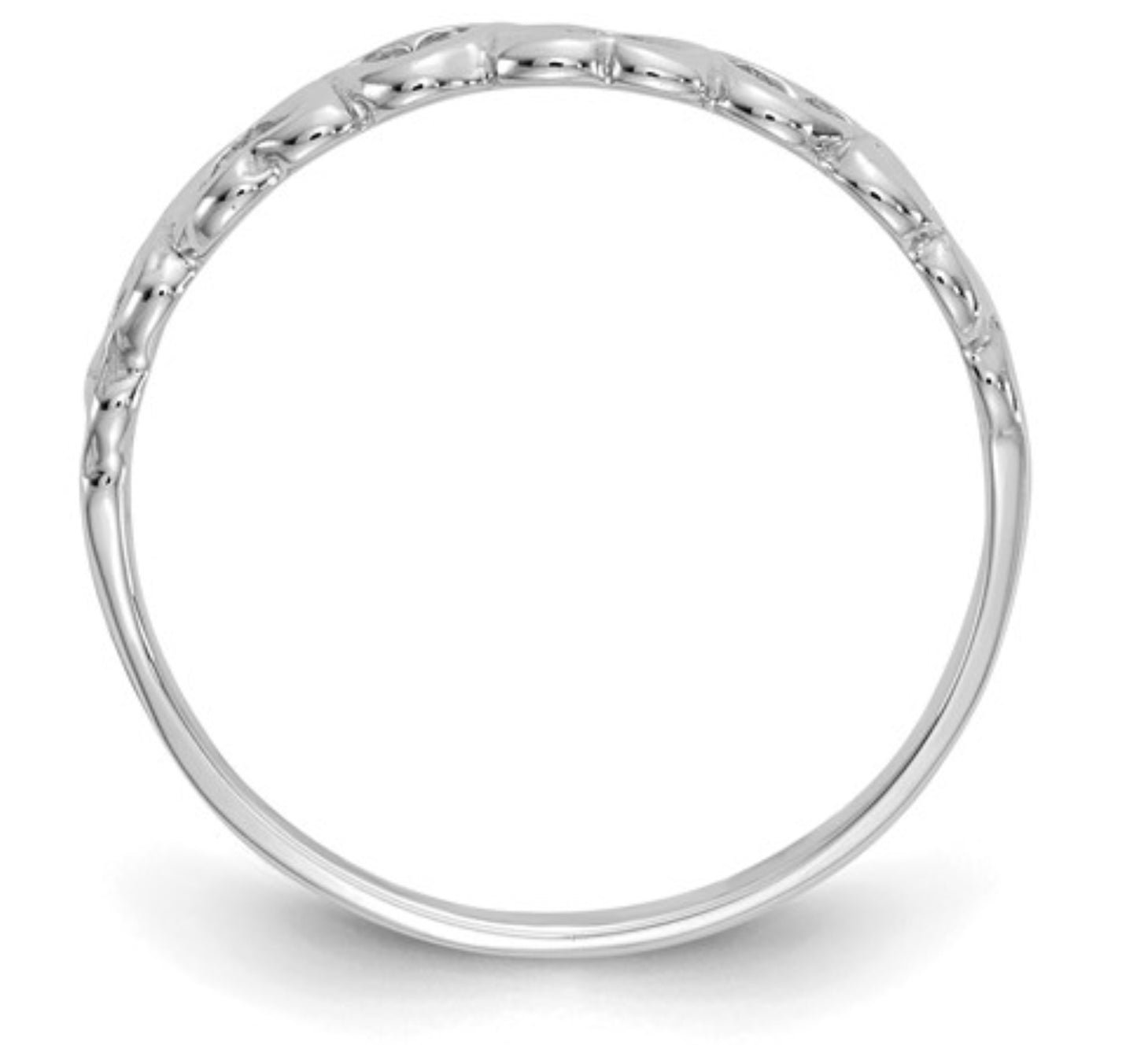 14k White Gold Heart Band Ring