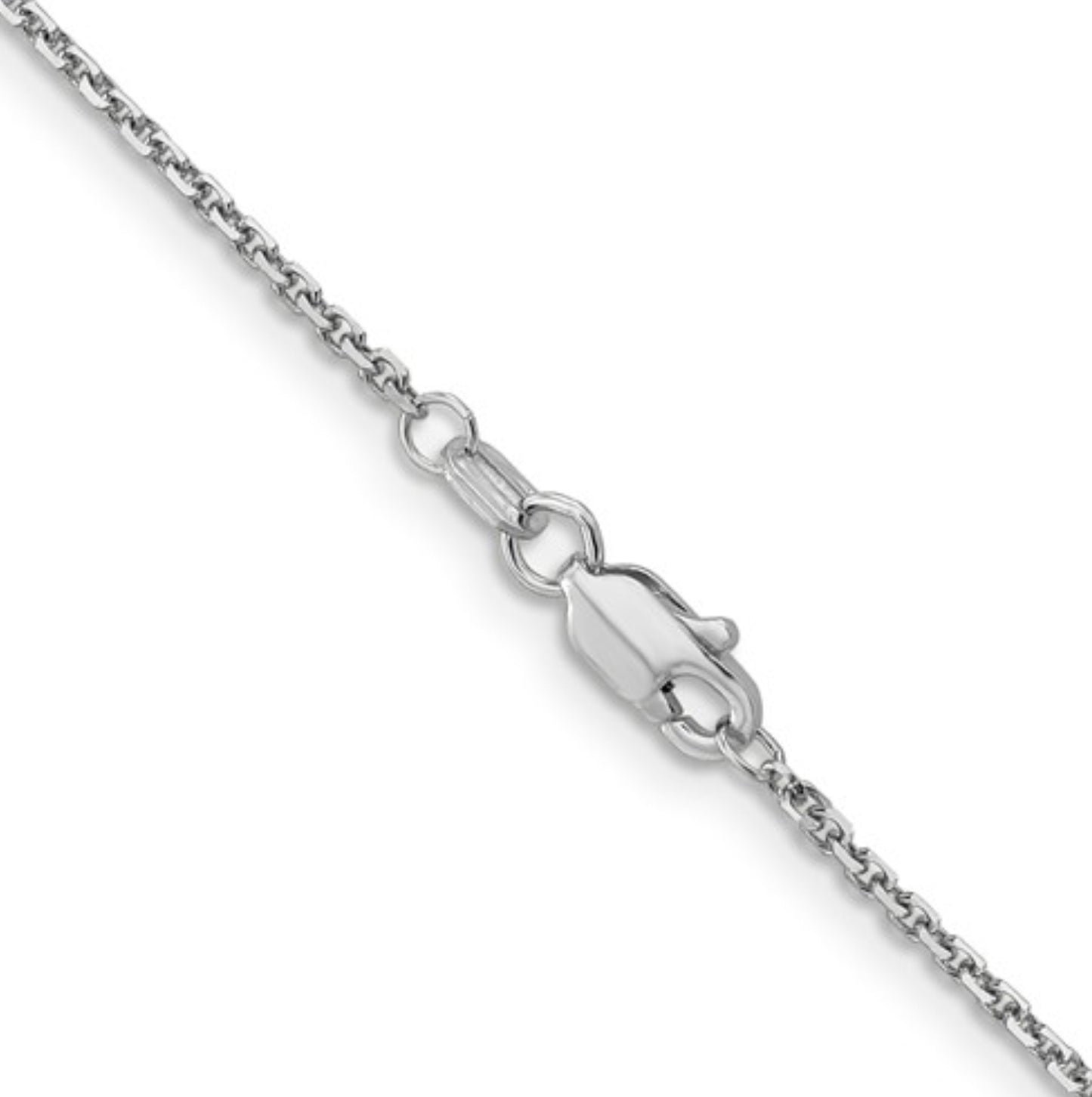 14k 1.4mm White Gold Diamond-Cut Open Link Chain