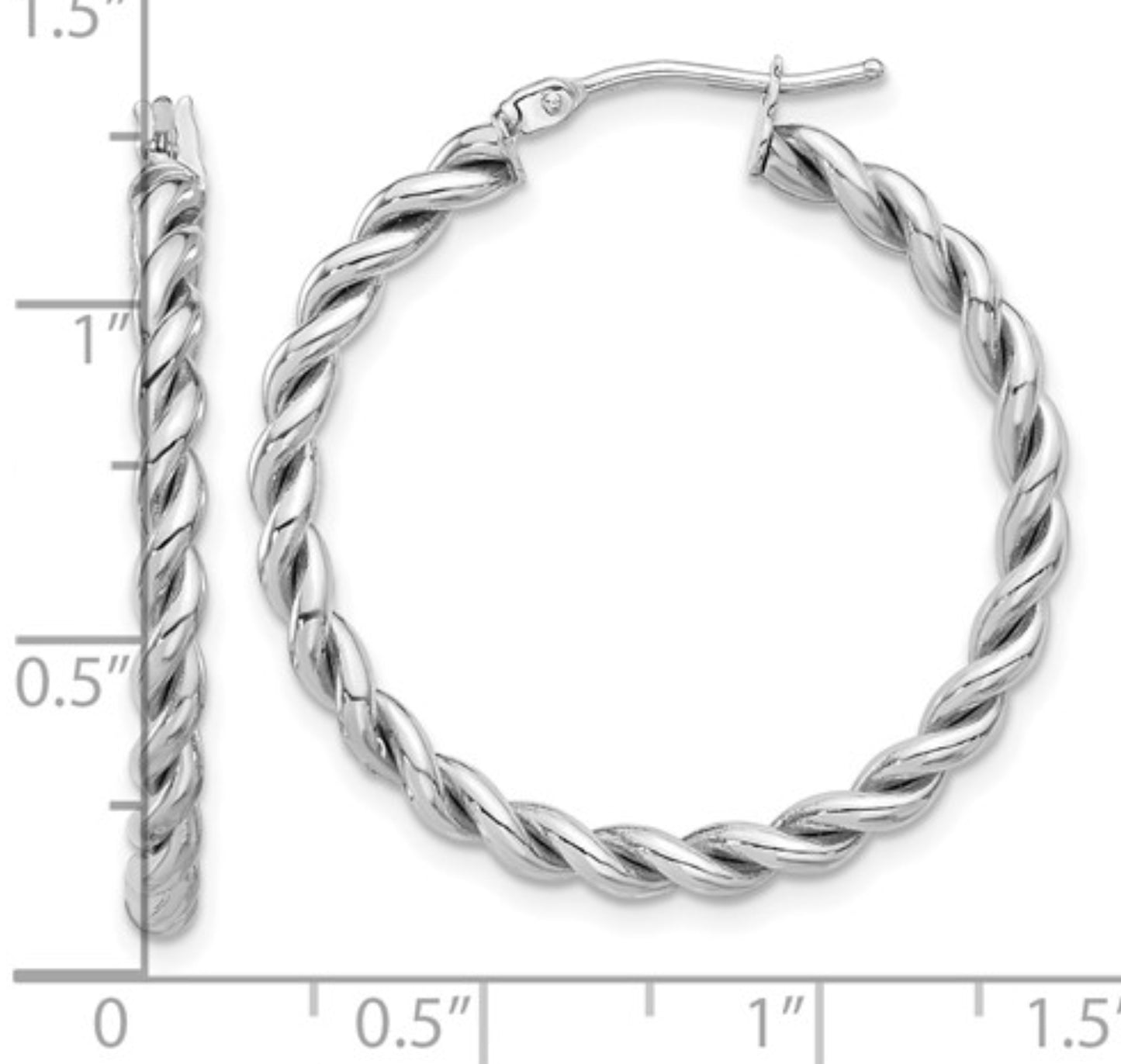 14k White Gold Twisted Hoops