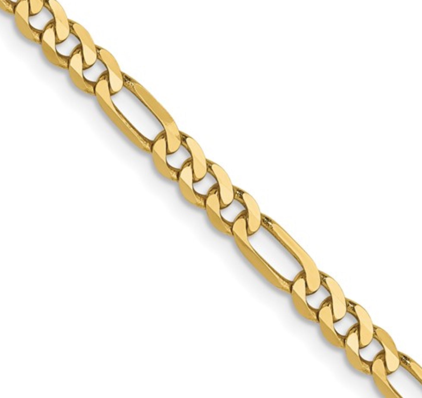10k 3.25mm Yellow Gold Flat Figaro Chain