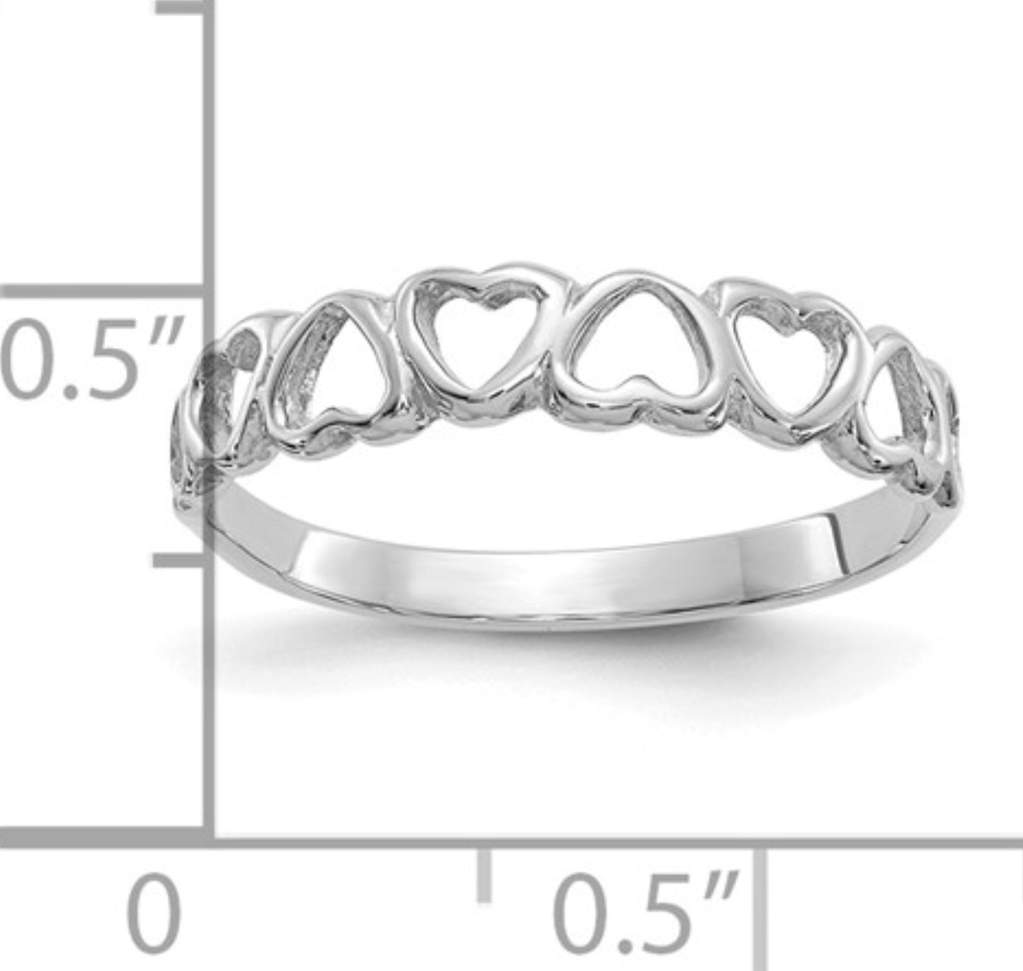 14k White Gold Heart Band Ring