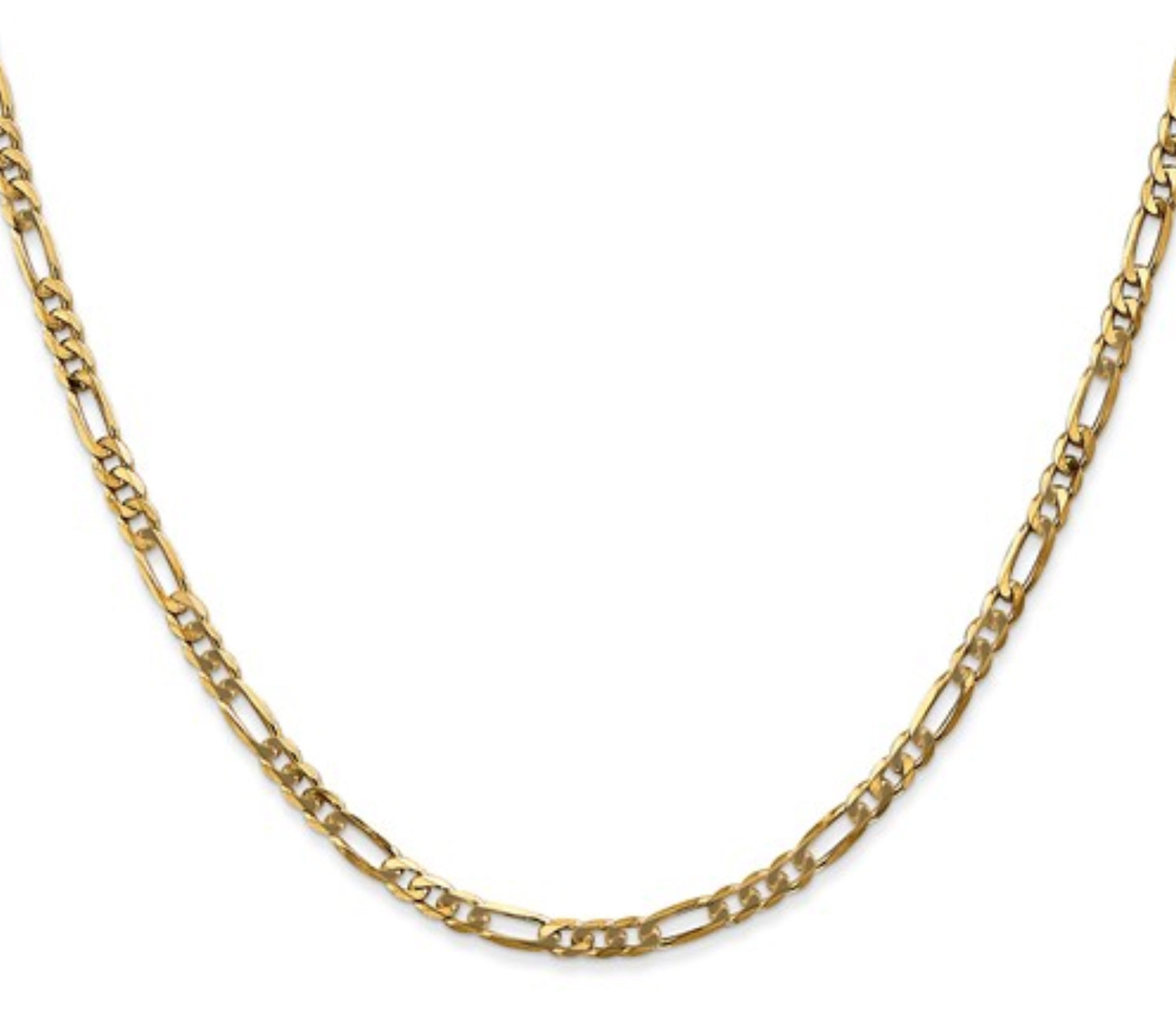 10k 3.25mm Yellow Gold Flat Figaro Chain