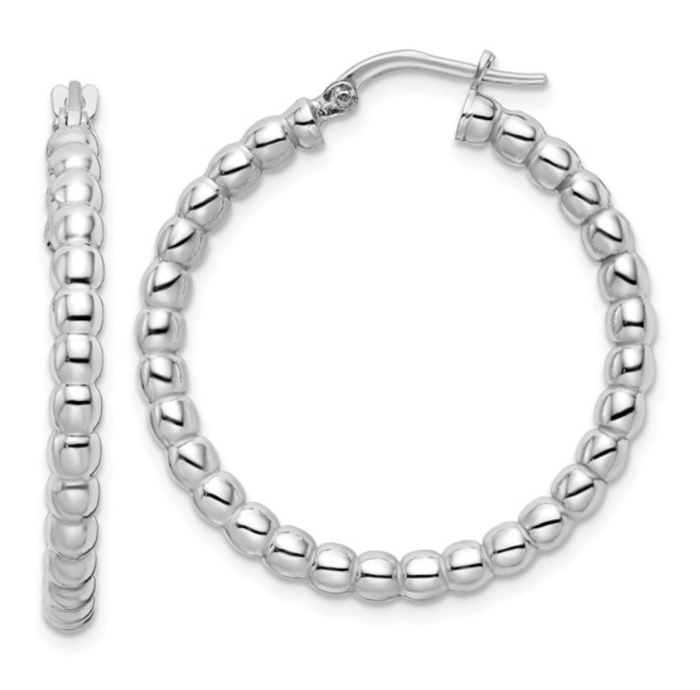 Sterling Silver Mirror Ball Hoop Earrings