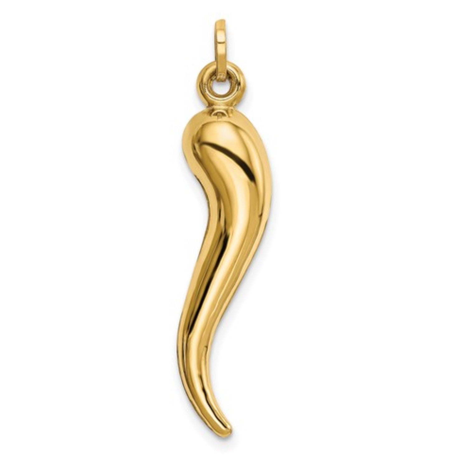 14k Yellow Gold Italian Horn Pendant