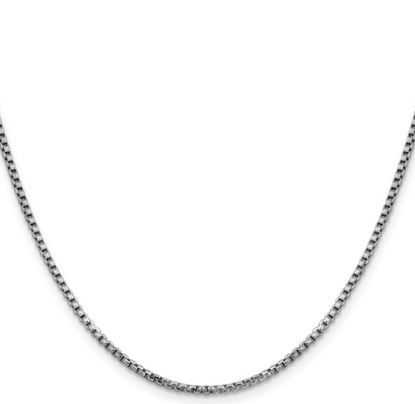 14k 1.75mm White Gold Round Box Chain Semi-Solid