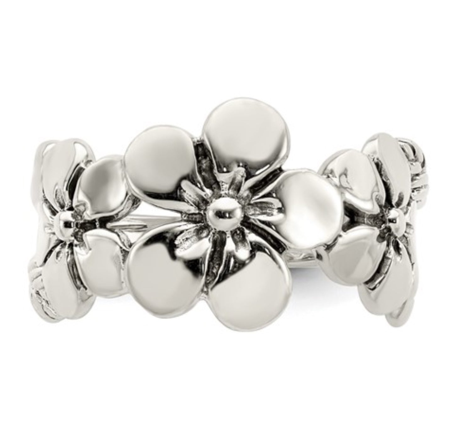 Sterling Silver Flower Band Ring