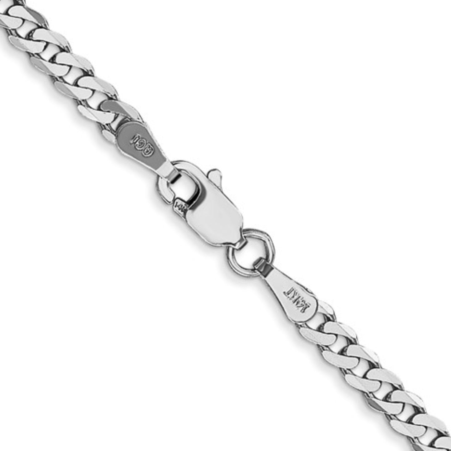 14k 2.9mm White Gold Flat Beveled Curb Chain