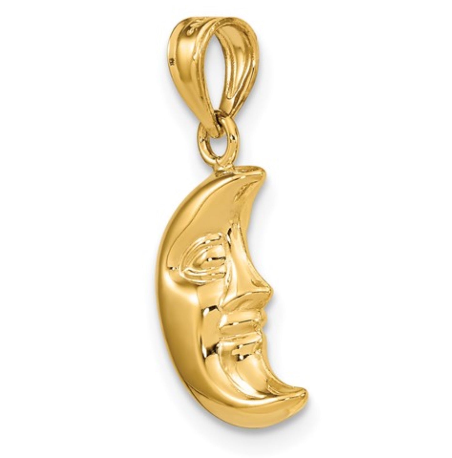 14k Yellow Gold Crescent Moon Pendant