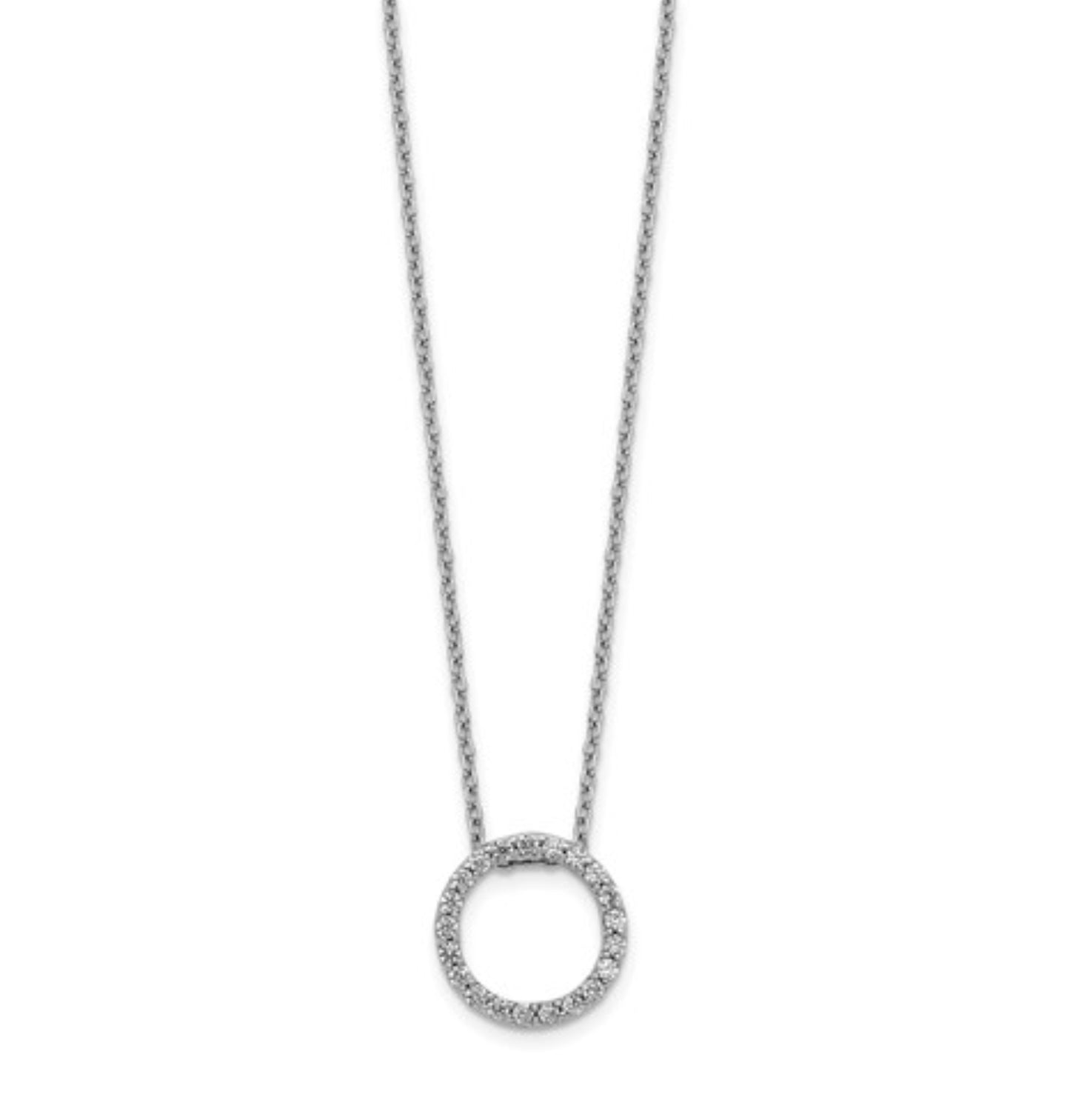 14k White Gold Diamond Circle Necklace