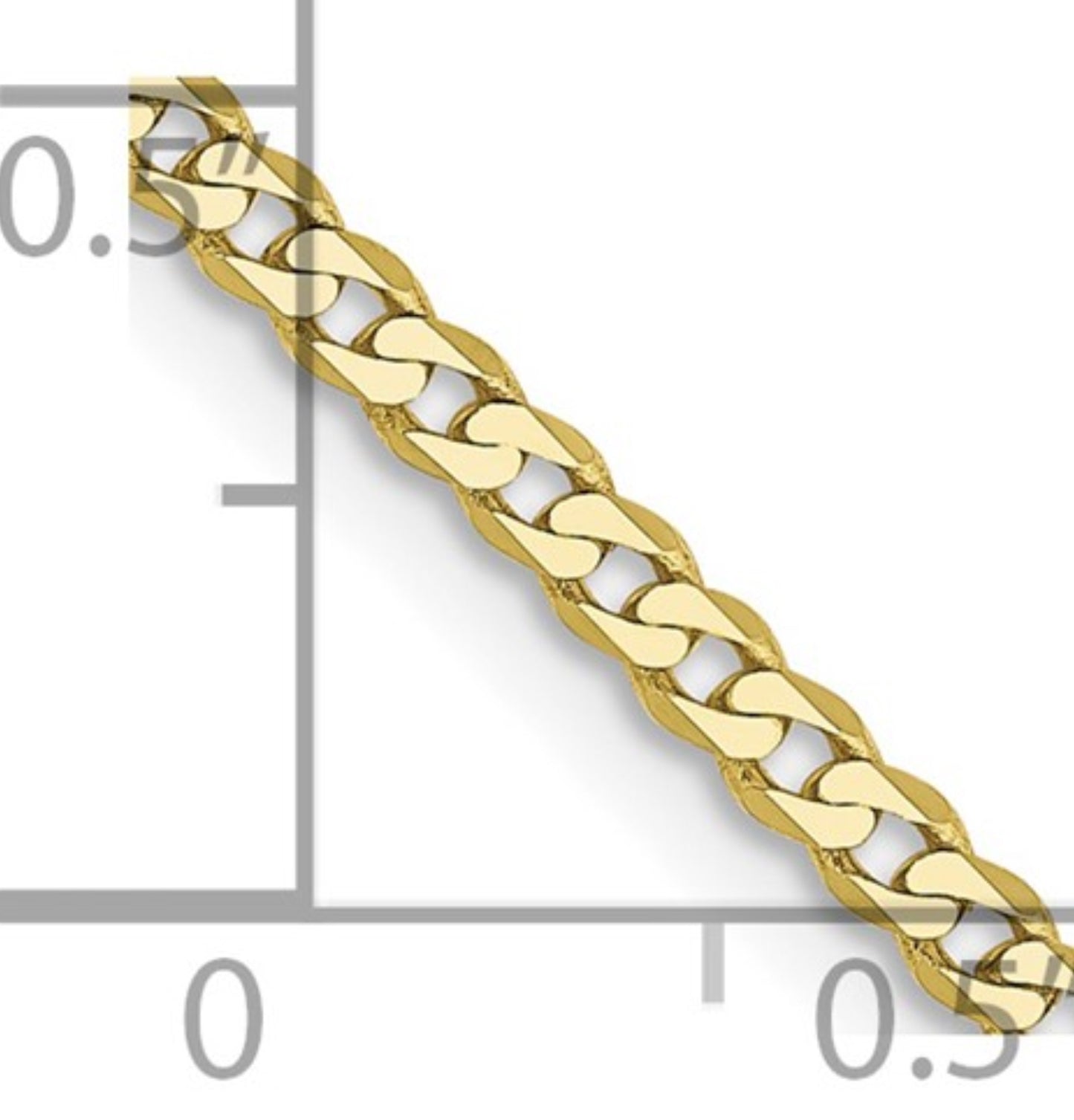 10k 2.2mm Yellow Gold Flat Beveled Curb Chain