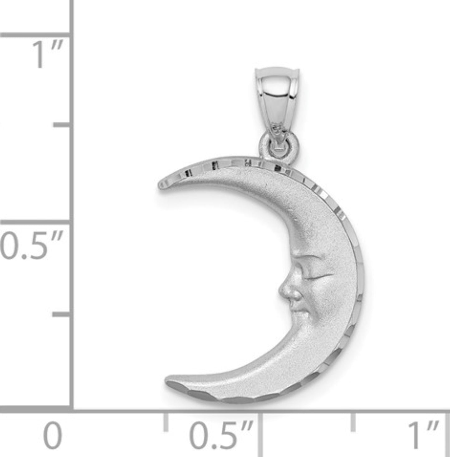 14k White Gold Crescent Moon Pendant