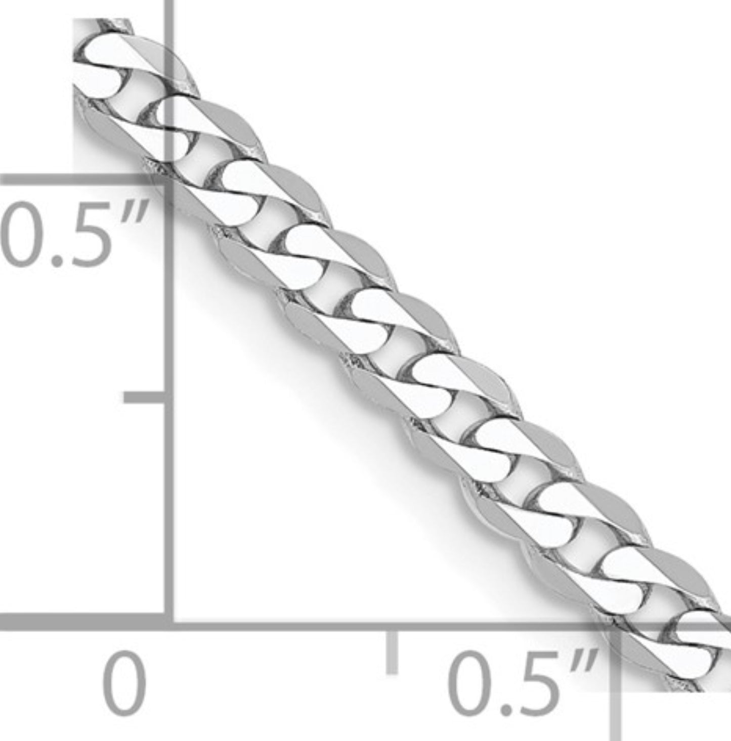 14k 2.9mm White Gold Flat Beveled Curb Chain
