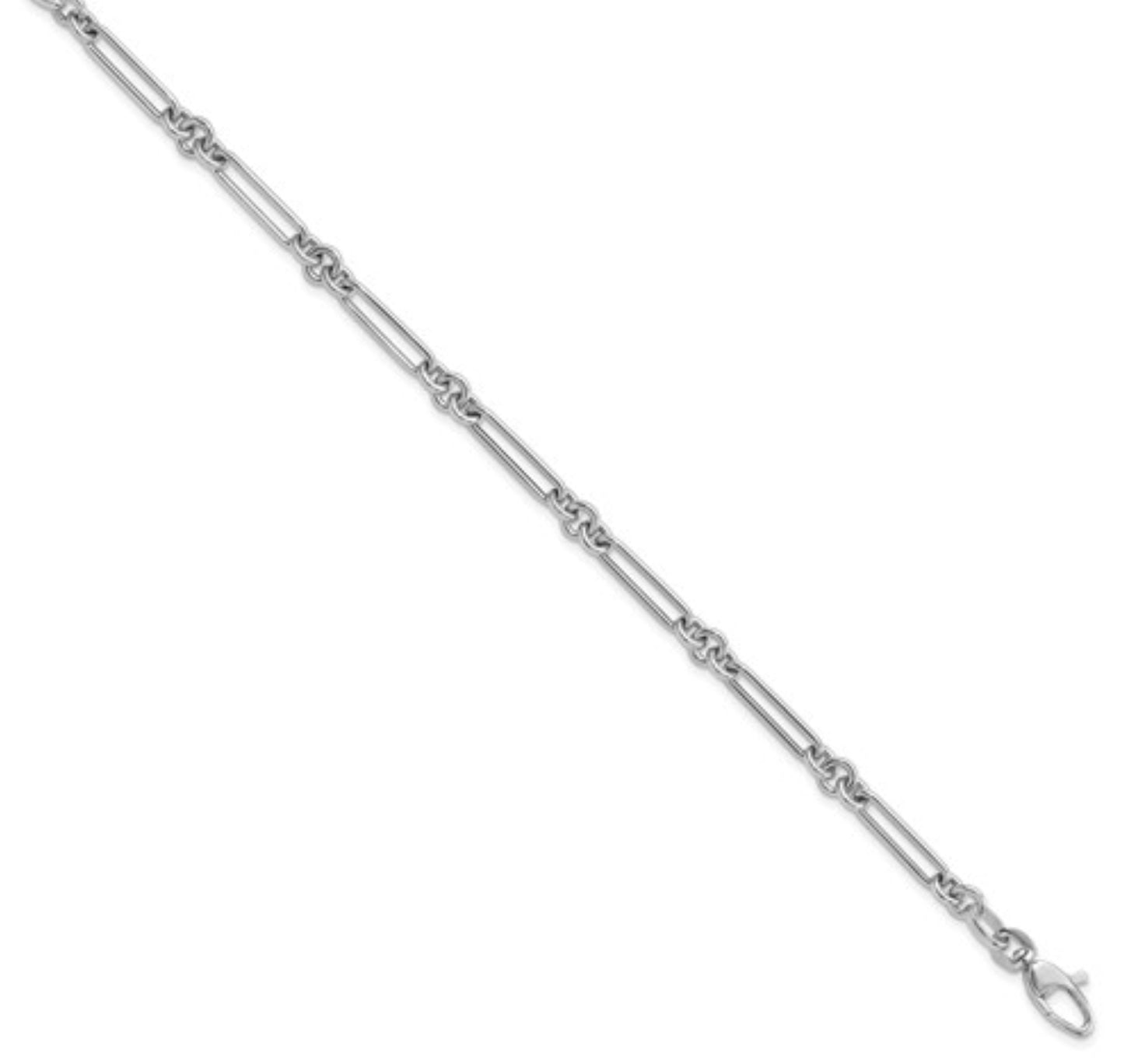 14k 5.2mm White Gold Paperclip Link Bracelet