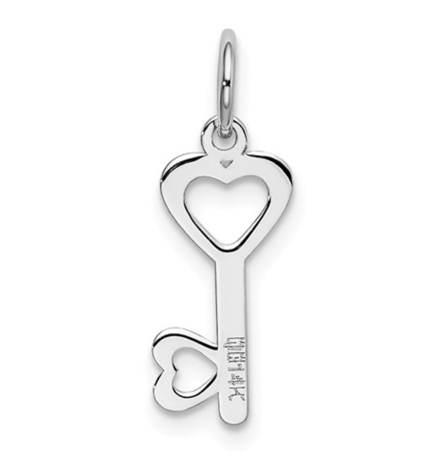 14k White Gold Heart Key Pendant