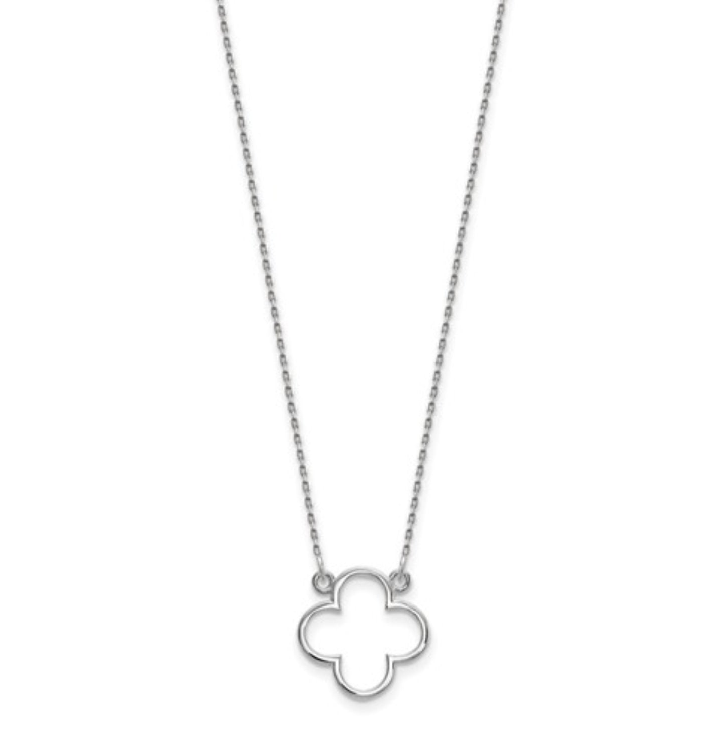 14k White Gold Clover Necklace