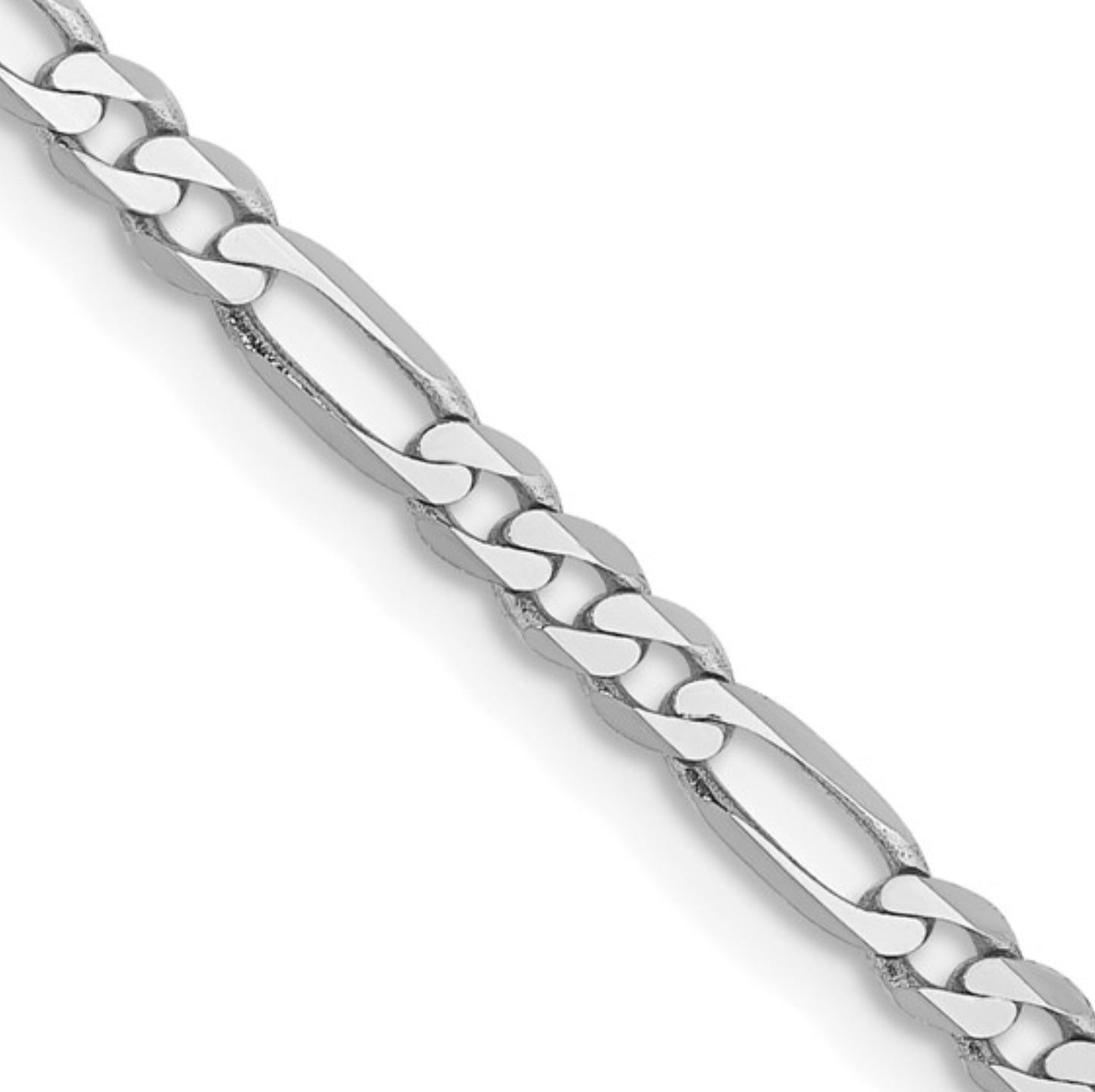 14K 2.75mm White Gold Flat Figaro Chain