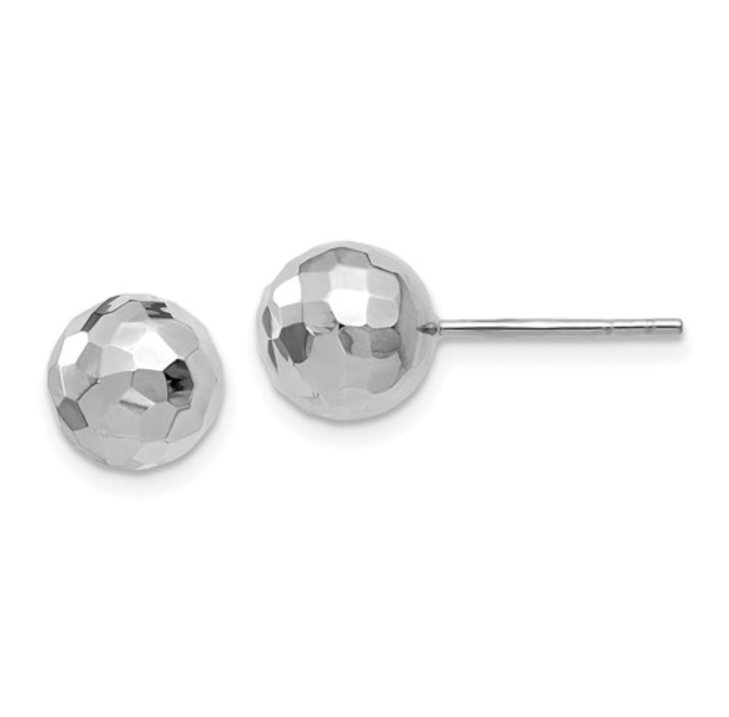 14k White Gold Disco Ball Studs