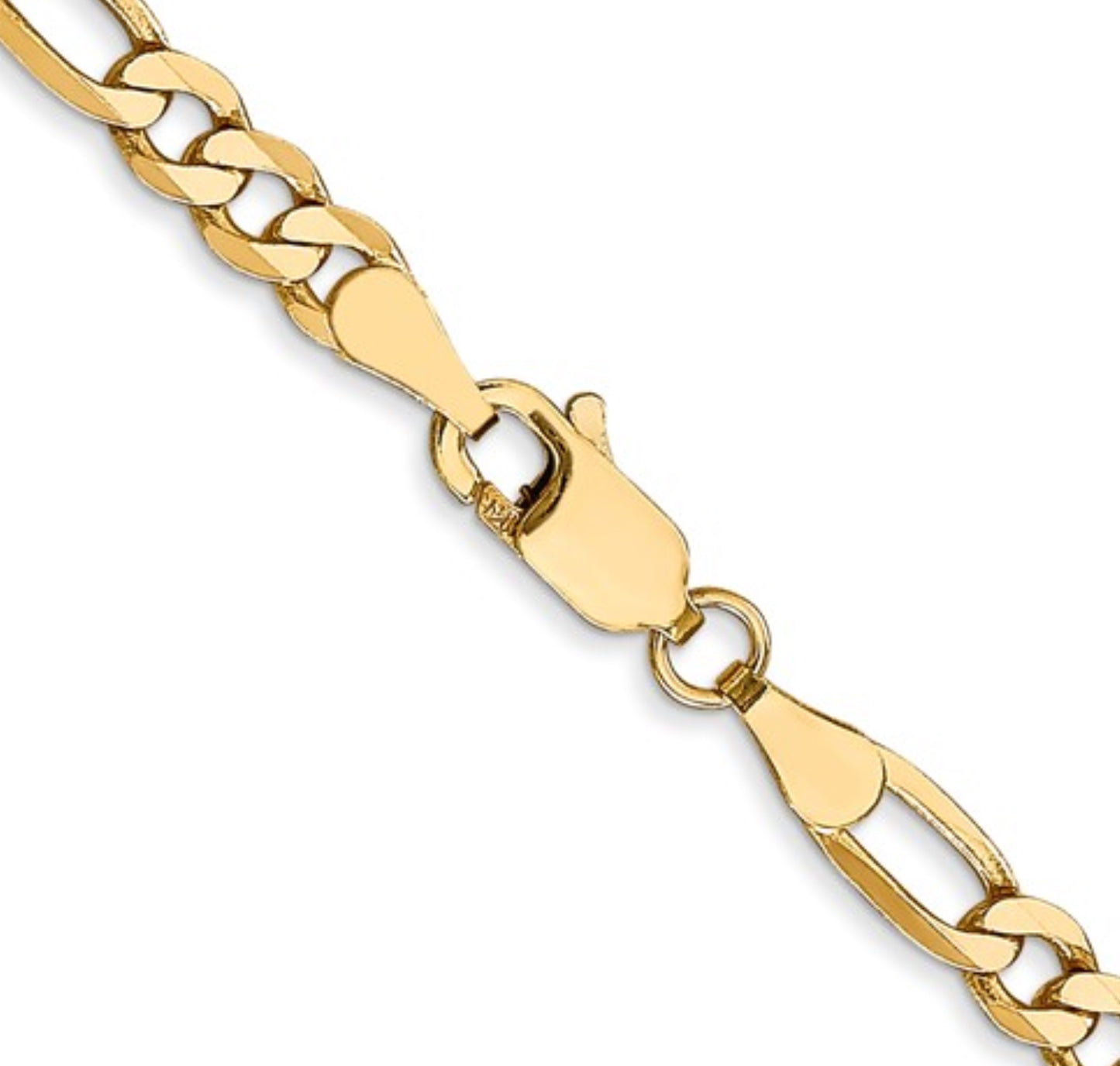 10k 4mm Yellow Gold Flat Figaro Chain