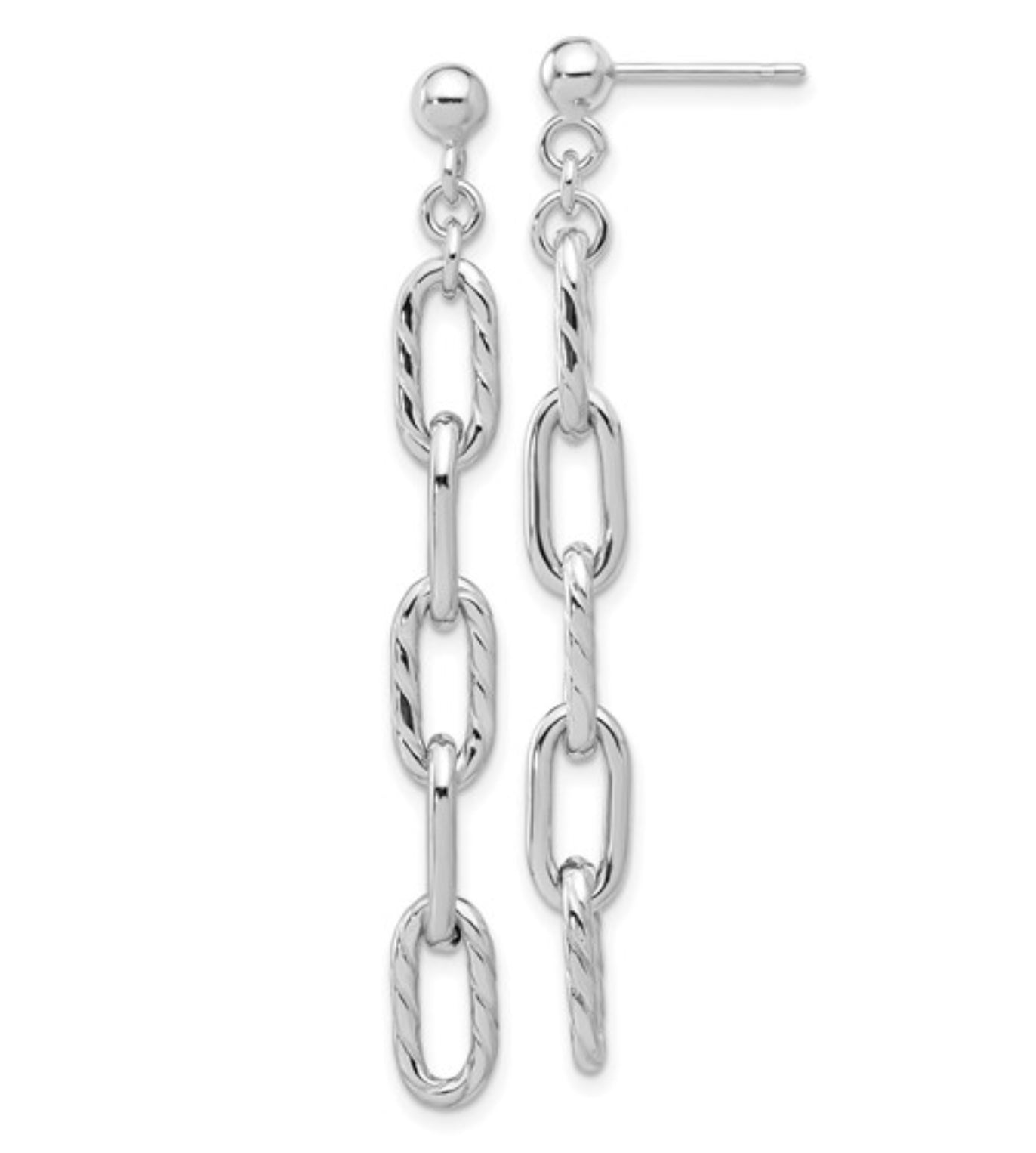 Sterling Silver Textured Paperclip Earrings