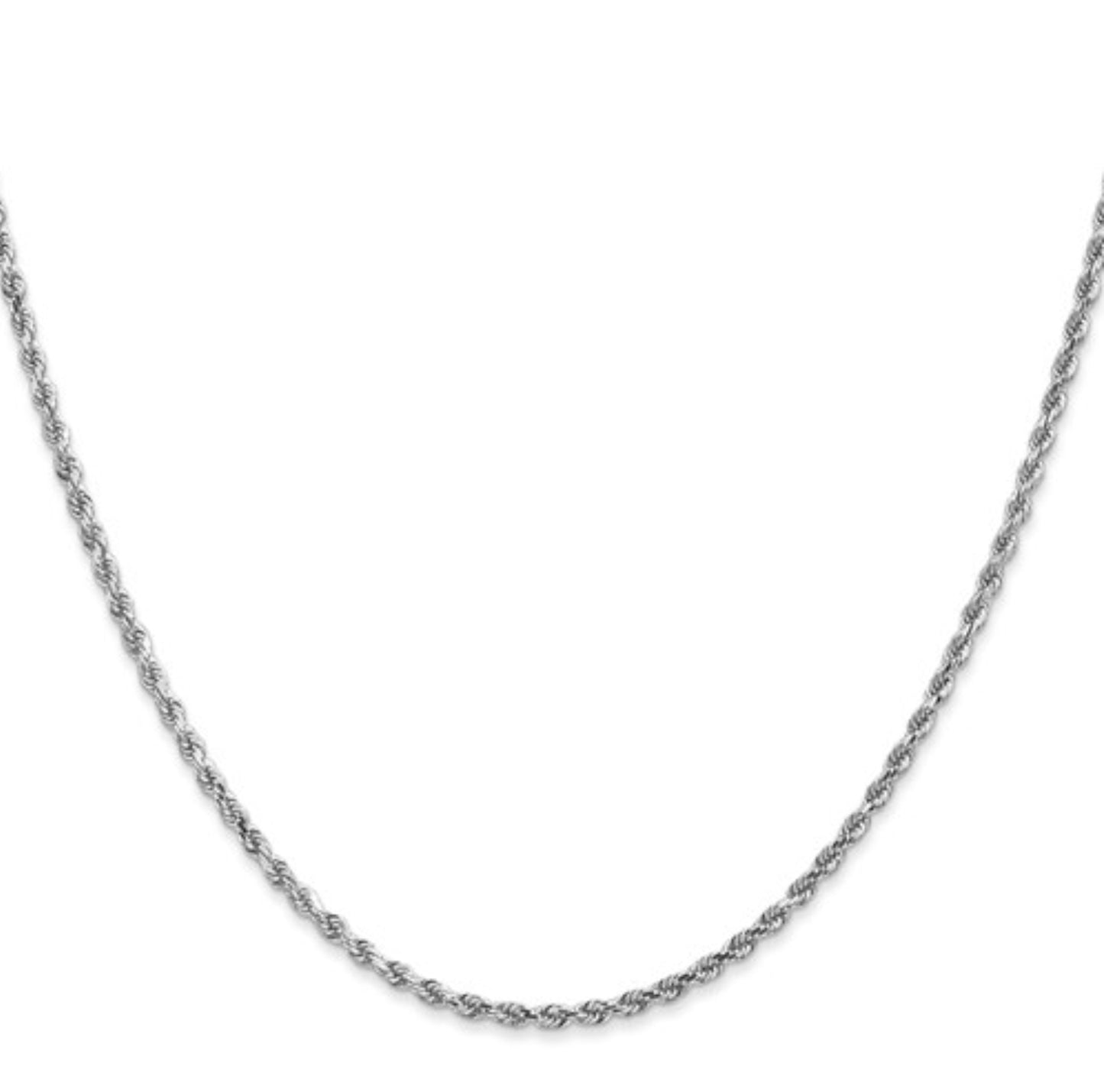 10k 2mm White Gold Diamond-Cut Rope Chain