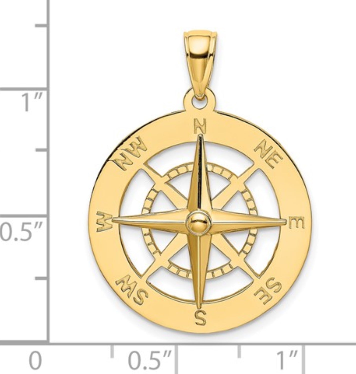 14k Yellow Gold Compass Pendant