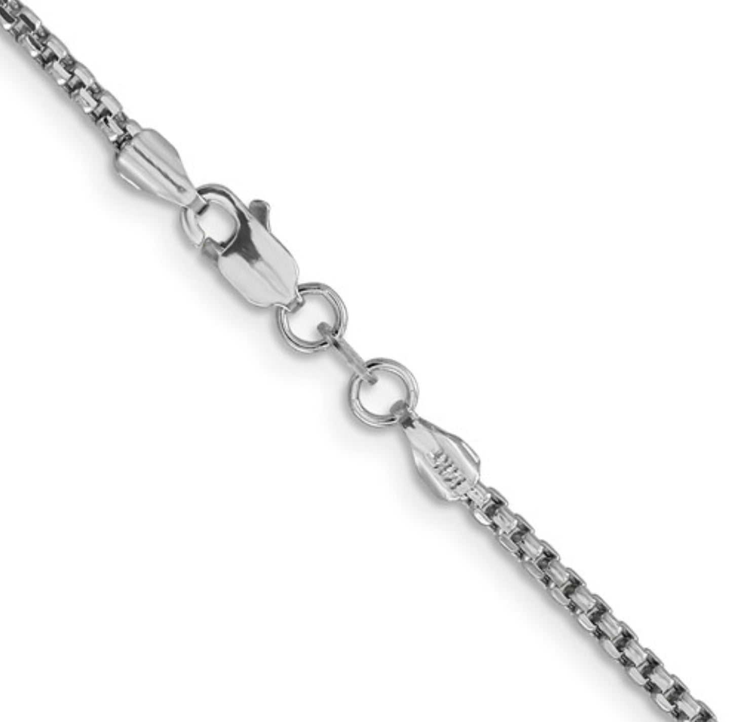 14k 1.75mm White Gold Round Box Chain Semi-Solid