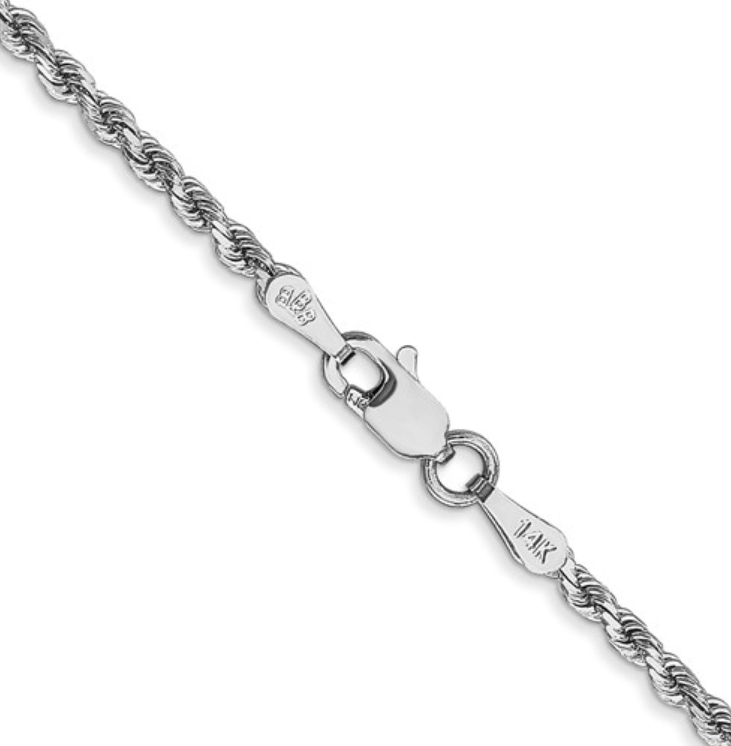 10k 2.75mm White Gold Diamond-Cut Rope Chain