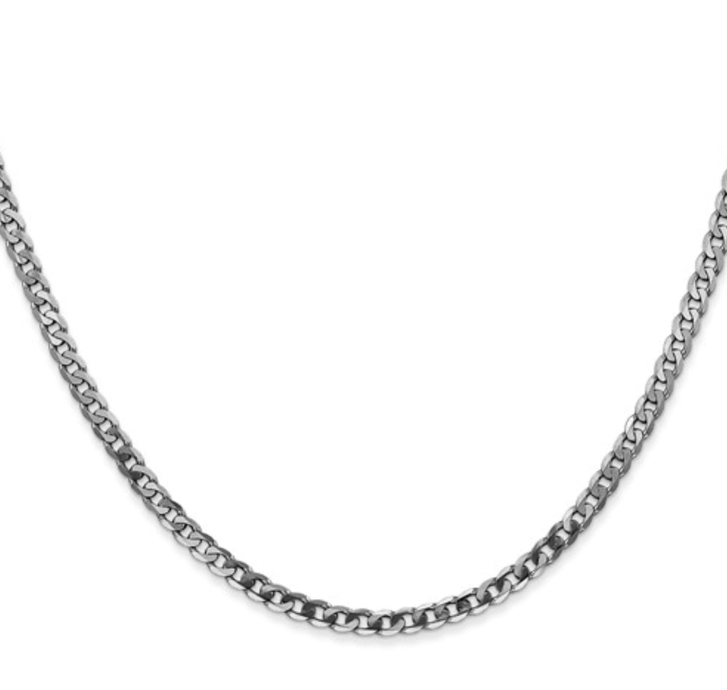 14k 2.9mm White Gold Flat Beveled Curb Chain