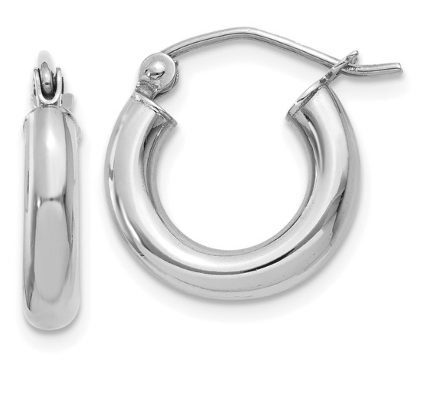 14k White Gold Huggie Hoops