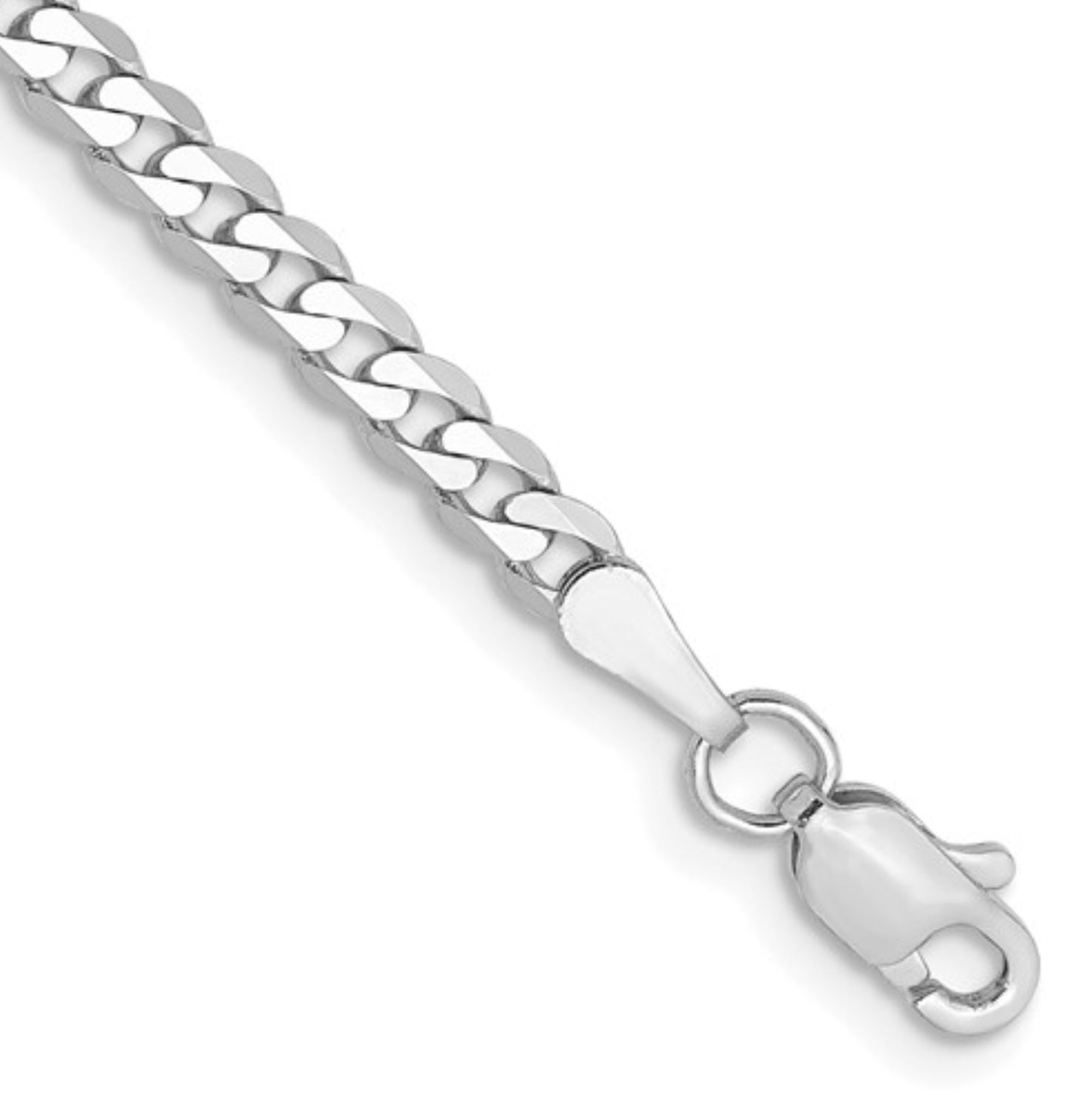 14K 2.9mm White Gold Flat Beveled Curb Bracelet