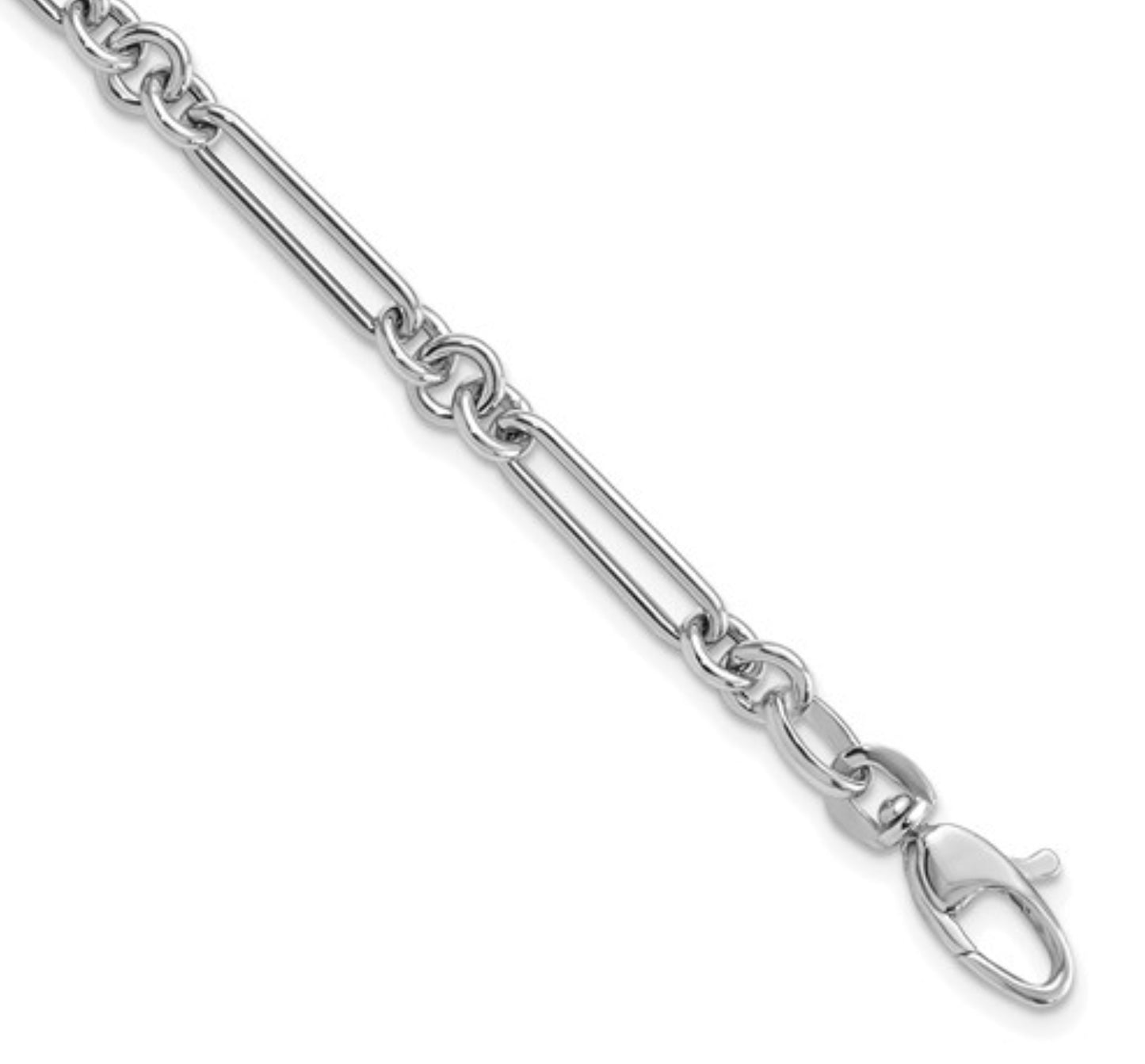 14k 5.2mm White Gold Paperclip Link Bracelet