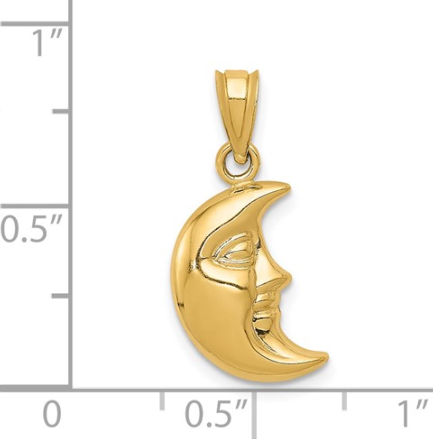 14k Yellow Gold Crescent Moon Pendant