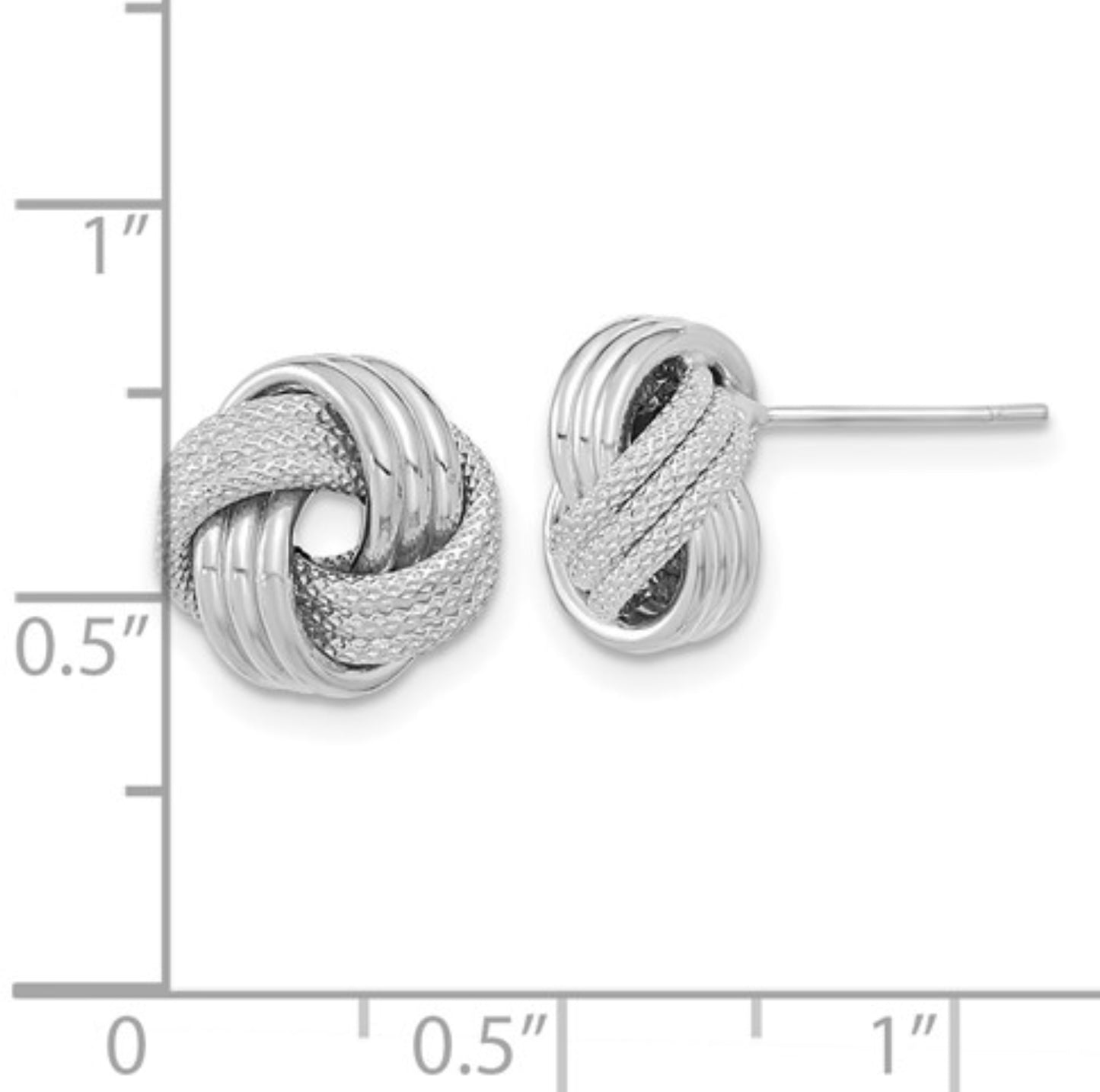 14k White Gold Love Knot Studs
