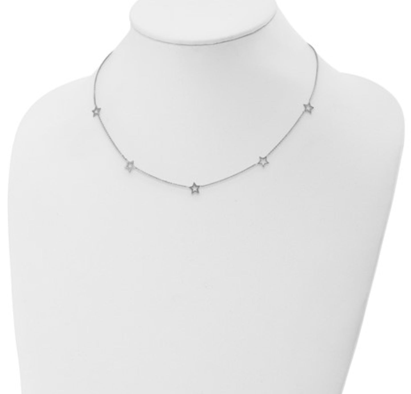 14k White Gold Star Necklace