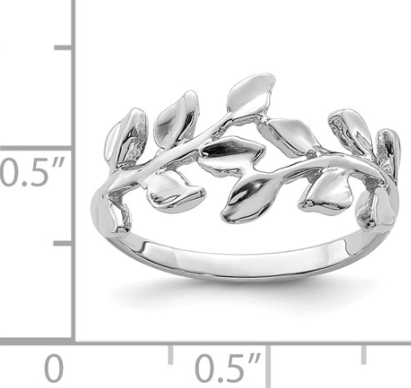 14k White Gold Leaf Ring