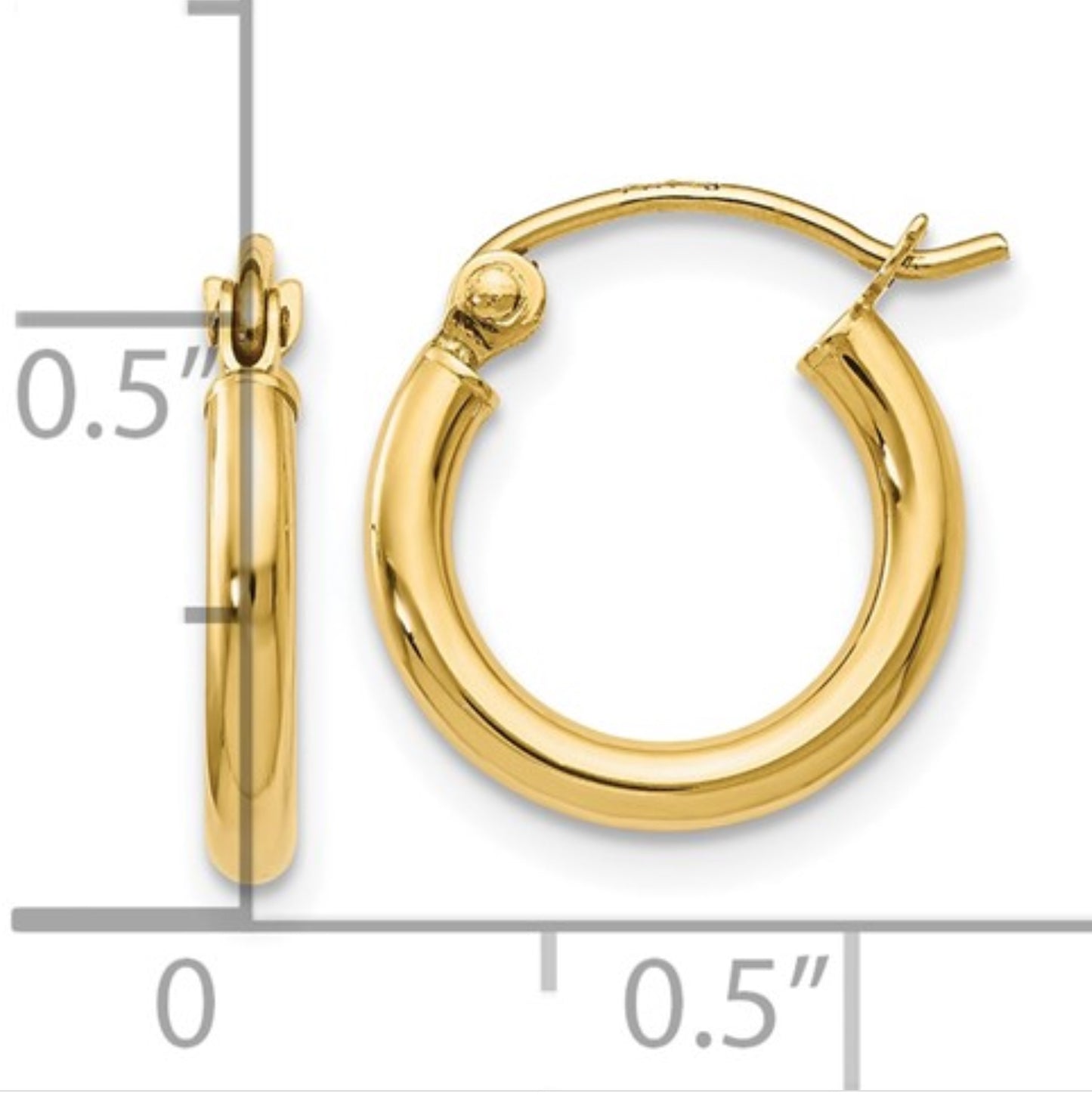 10K Yellow Gold Polished Hinged Hoop Earrings X-Small