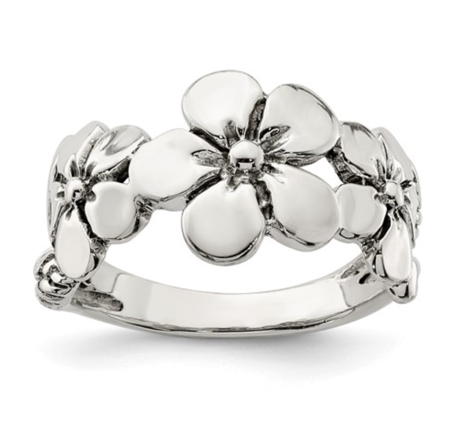 Sterling Silver Flower Band Ring