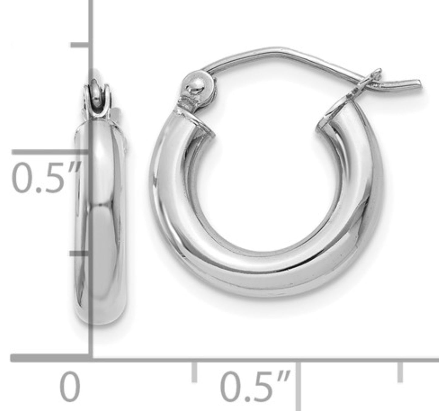 14k White Gold Huggie Hoops