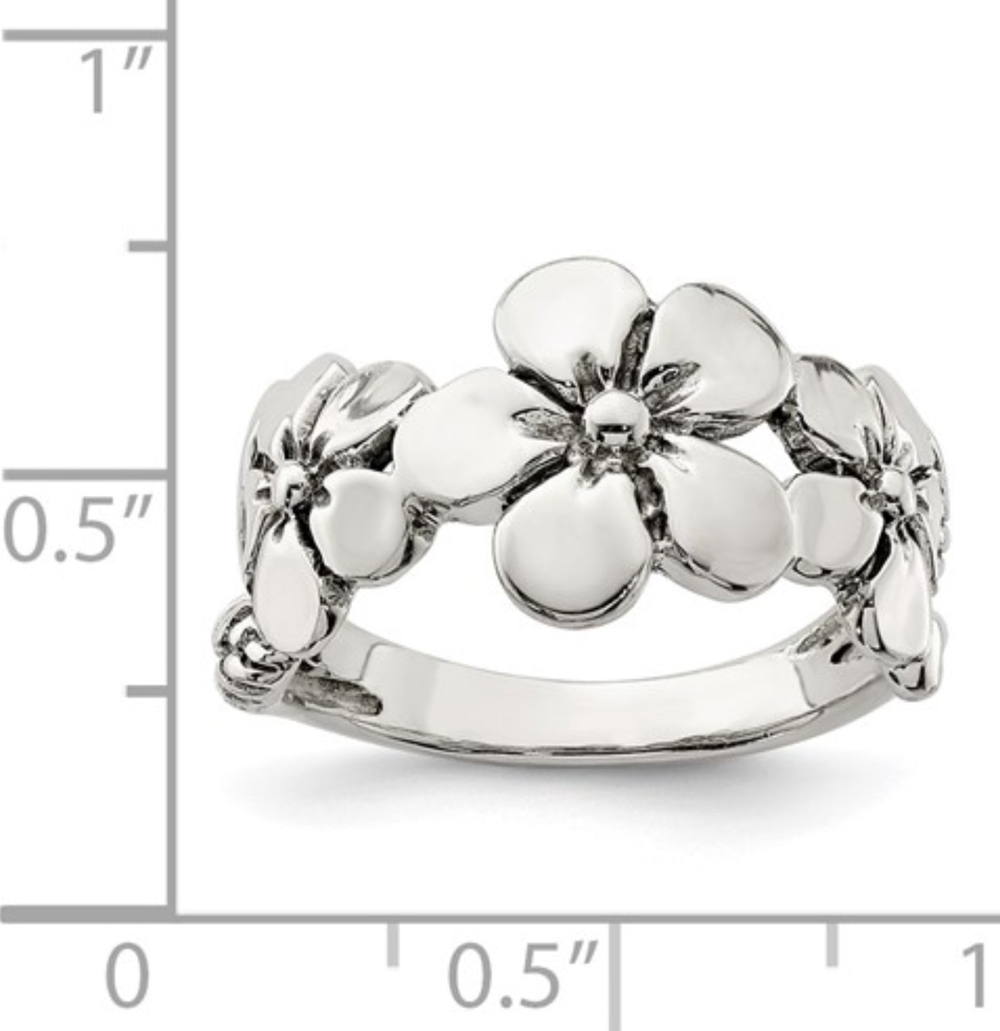 Sterling Silver Flower Band Ring