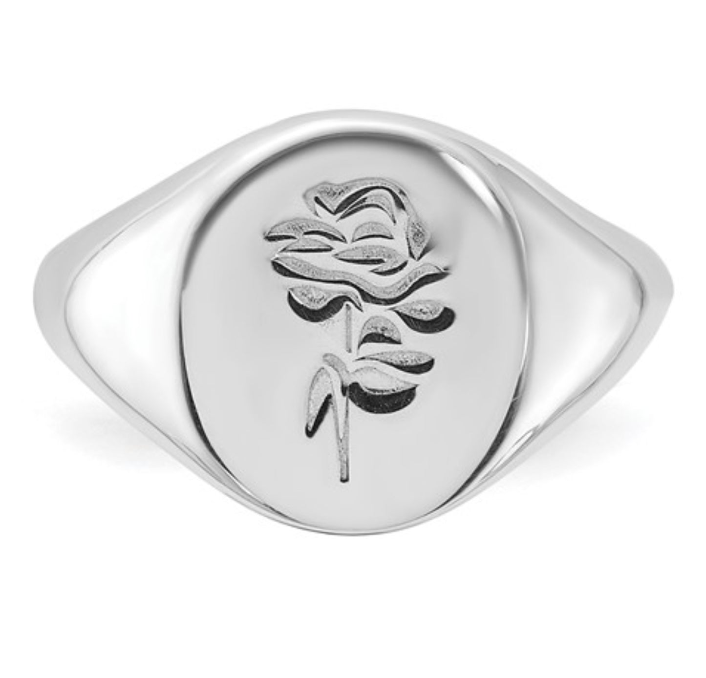 Sterling Silver Rose Signet Ring