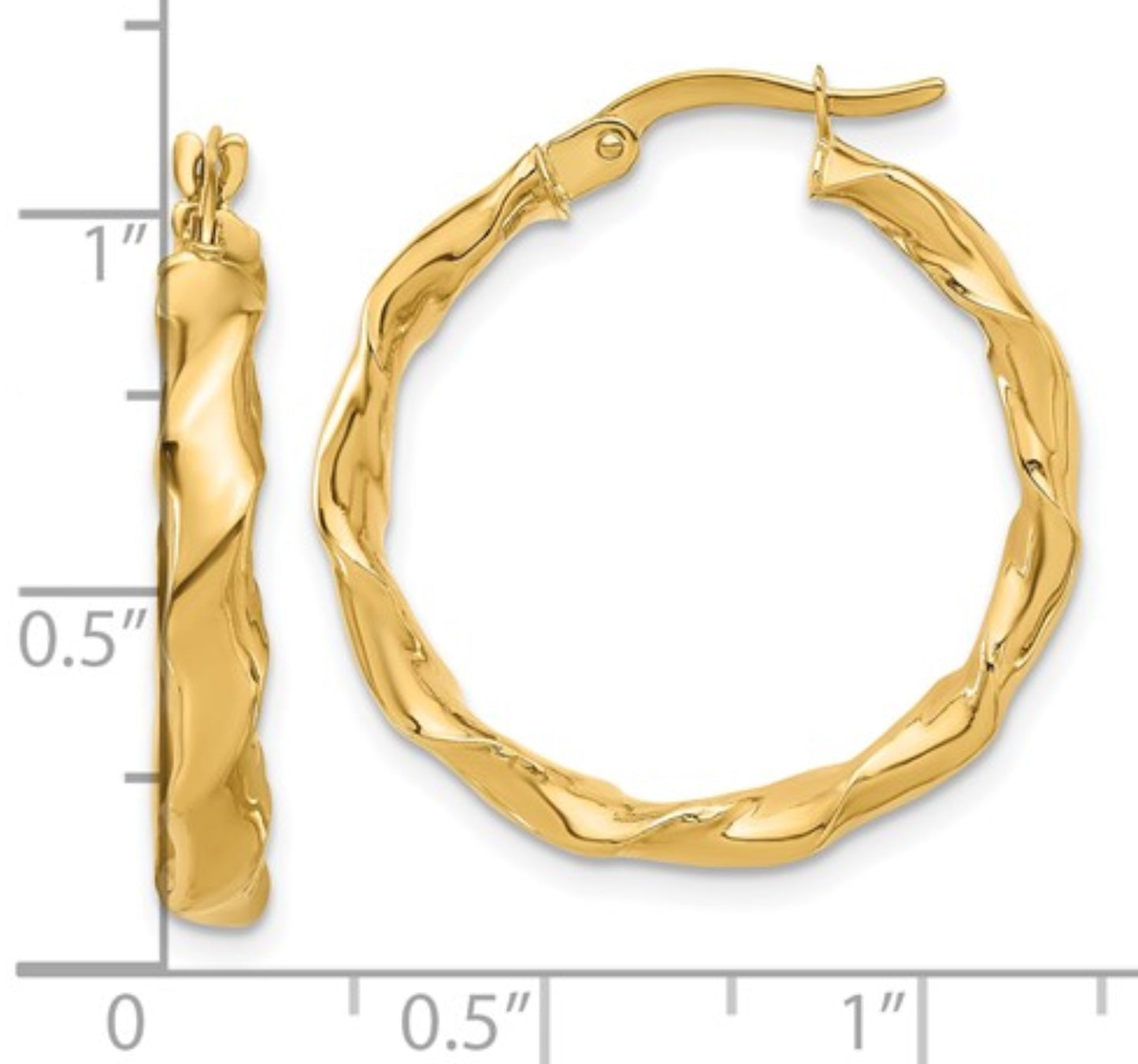 14K Yellow Gold Twisted Hoop Earrings