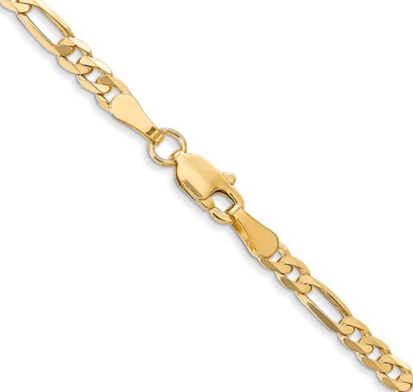 10k 3.25mm Yellow Gold Flat Figaro Chain