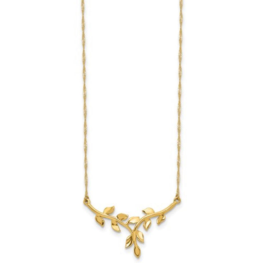 14k Yellow Gold Leaf Necklace