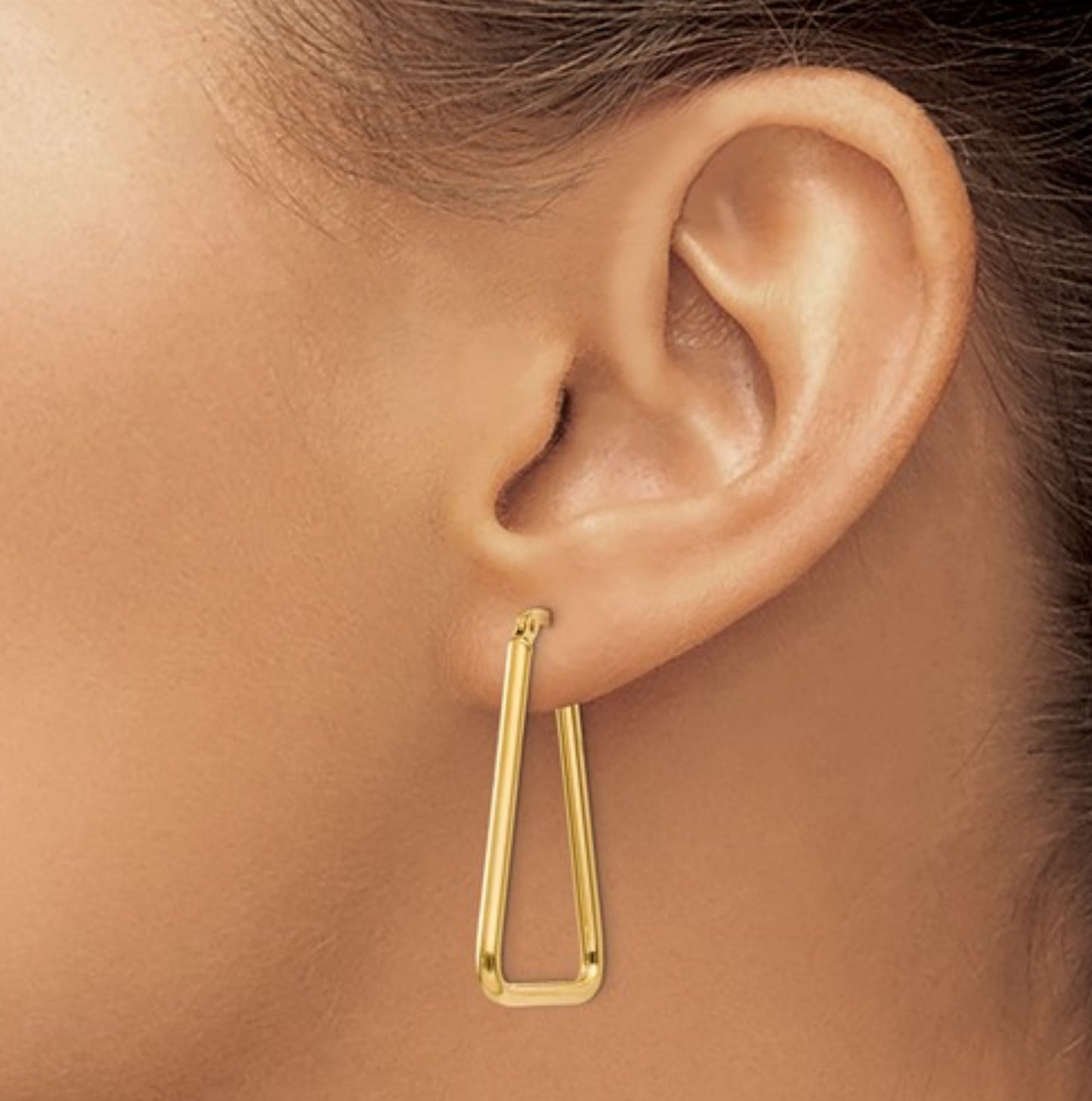 14k Yellow Gold Triangle Hoops